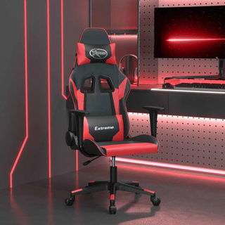 vidaXL Masujący fotel gamingowy, czarno-czerwony, sztuczna skóra model standard