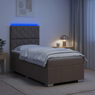 Łóżko z box spring LED z materacem Ciemnoszary 100 x 200 cm