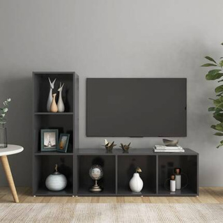 vidaXL Szafki telewizyjne, 2 szt., szare, 107x35x37 cm, płyta wiórowa