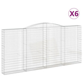 Kosze gabionowe, 6 szt, 400x30x180/200 cm, galwanizowane żelazo