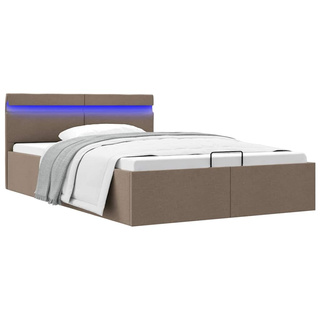 vidaXL Rama łóżka z podnośnikiem i LED, taupe, tkanina, 120 x 200 cm
