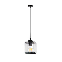 Lampa Wisząca Czarny 1X40 E27 Klosz Czarny+Kryształy Bezbarwne Glassia