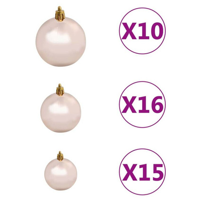 vidaXL Sztuczna choinka z lampkami i bombkami, 240 cm, zielona