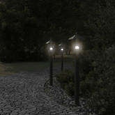 Lampy ogrodowe na słupku, 3 szt, czarne, 80 cm, stal nierdzewna