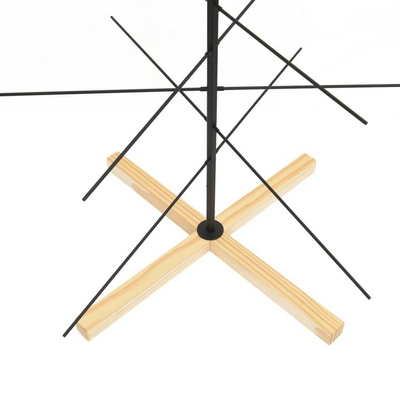 vidaXL Metalowa choinka z drewnianą podstawą, czarna, 150 cm