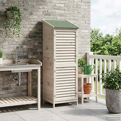 Shed ogrodowy z dachem Biały 59 x 56 x 176 cm Drewno Świerkowe