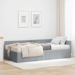 Rama Łóżka Narożnego z Materacem 2 szt. Jasnoszary 90 x 200 cm