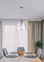 Lampa wisząca z abażurem Prima srebrna do salonu i jadalni