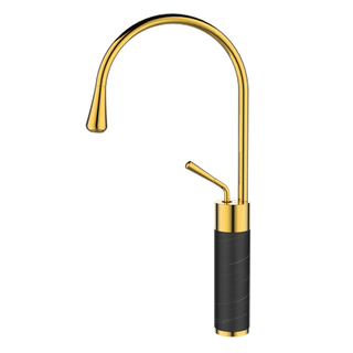 Wysoka bateria umywalkowa GABRO czarny/złoty  Invena