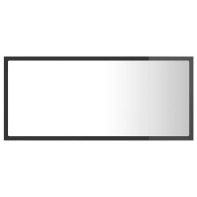 vidaXL Lustro łazienkowe LED, wysoki połysk, szare, 90x8,5x37cm, akryl