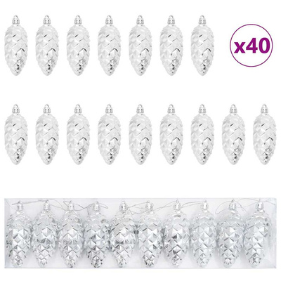 Choinkowa Bombka Szyszka 40 pcs Srebrny Z tworzywa sztucznego