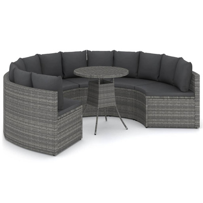 7-częściowa sofa do ogrodu, z poduszkami, polirattan, szara