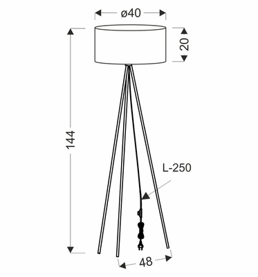 SHANTI lampa podłogowa czarny 1x40W E27 abażur szary  51-38722