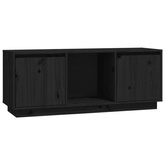 vidaXL Szafka pod TV, czarna, 110,5x35x44 cm, lite drewno sosnowe
