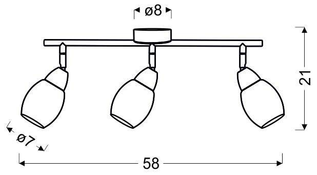 Lampa sufitowa RICO listwa ze szklanymi kloszami regulowana 3-punktowa LED do salonu