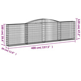 Kosze gabionowe, 7 szt, 400x30x100/120 cm, galwanizowane żelazo