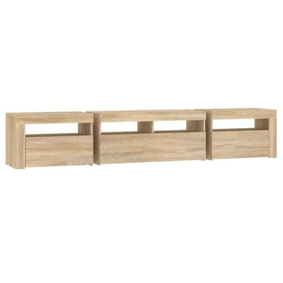 vidaXL Szafka pod TV z oświetleniem LED, dąb sonoma, 210x35x40 cm