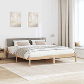 Rama łóżka Brązowy i taupe 180 x 200 cm Lite drewno sosnowe