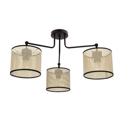 TOPI lampa wisząca czarny 3x40W E27 abażur kremowy