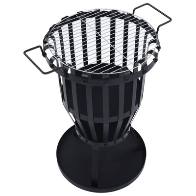 vidaXL Palenisko ogrodowe z kratką grillową, stal, 47,5 cm