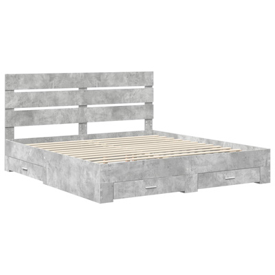 Ramka łóżka Betonowy szary 200 x 200 cm Drewno inżynieryjne