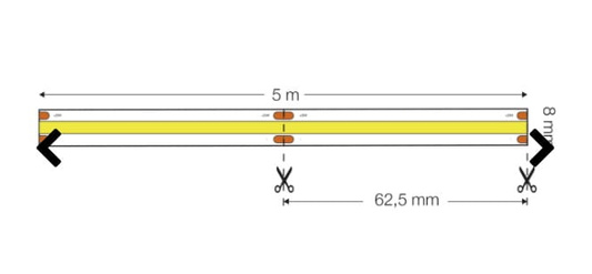COB LED STRIP 512 LED/m 11W/m 5m -3000k Ciepla  barwa