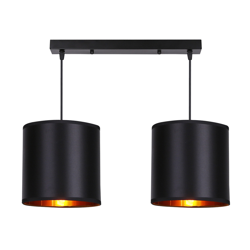 Lampa wisząca z abażurami Candida czarna podwójna metalowa do salonu