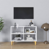 vidaXL Szafka pod TV z drewnianymi nóżkami, biała, 69,5x30x50 cm
