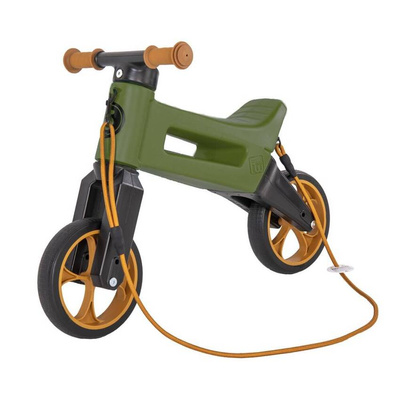 FWRider Super Sport 517481 Kolor: Khaki z brązowymi felgami Rowerek biegowy Jeździk 2w1 Ciche koła + Pasek do noszenia dla Rodzica