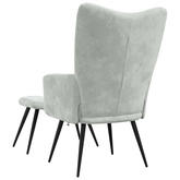 Fotel z podnóżkiem, jasnoszary, obity aksamitem model standard