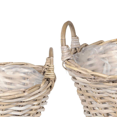 Kosz na rośliny 2 szt. Naturalna szarość Rattan Kubu