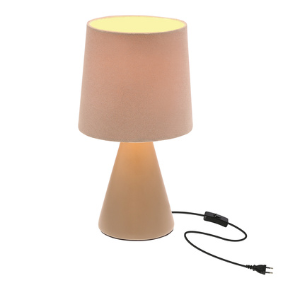 Lampka nocna Satti ceramiczna brązowa z abażurem E14 klasyczna