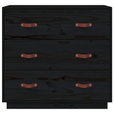 vidaXL Komoda, czarna, 80x40x75 cm, lite drewno sosnowe