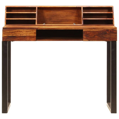 vidaXL Biurko, 110x55x94 cm, lite drewno sheesham i stal