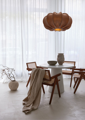 Lampa wisząca CAFEE' skandynawska z abażurem brązowym mokka 52 cm - minimalistyczne oświetlenie sufitowe w stylu japandi E27
