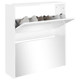vidaXL Szafka na buty, lustro i 2 szuflady, biały połysk, 63x17x67 cm