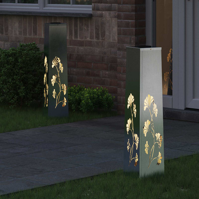 Słoneczna LED lampa na ścieżkę 2 pcs Srebrny Stal nierdzewna