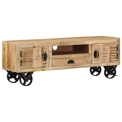vidaXL Szafka pod TV na kółkach, 110x30x37 cm, surowe drewno mango