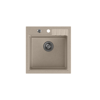 PETER 110 GraniteQ zlewozmywak granitowy river sand (beżowy) 1-komorowy z/o (50x52x20) z syfonem i zaślepką