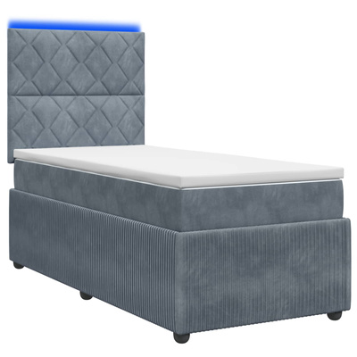 Łóżko z box spring LED z materacem ciemnoszary 100 x 200 cm