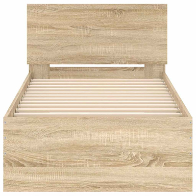 Łóżko z wezgłowiem, bez materaca, dąb Sonoma, 90x200 cm