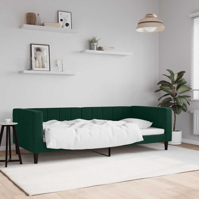 Sofa z funkcją spania, ciemnozielona, 90x200 cm, aksamitna