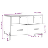 vidaXL Szafka pod TV, biała, 80x36x50 cm, materiał drewnopochodny