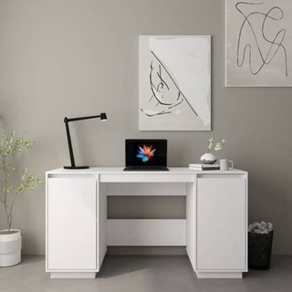 vidaXL Biurko, białe, 140x50x75 cm, lite drewno sosnowe
