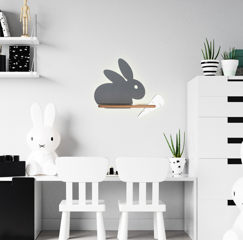 Lampa kinkiet półeczka 5W LED 4000K IQ Kids Rabbit szary+biały 21-84743