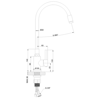 Bateria zlew. silva z elastyczną wylewką, inox / czarny BZ-86-043-L Invena