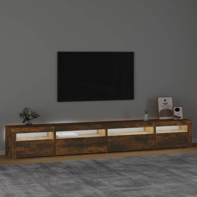 vidaXL Szafka pod TV z oświetleniem LED, przydymiony dąb, 270x35x40 cm