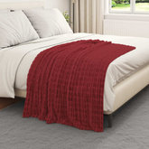 Koce narzutowe 6 pcs Bordeaux Czerwony 150 x 130 cm Polar