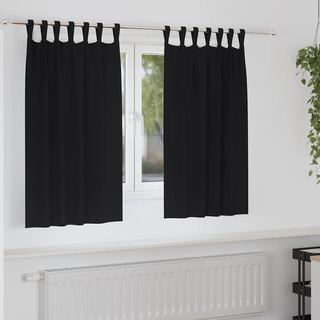 Firany blackout z kółkami 2 pcs Czarny 140 x 140 cm Poliester