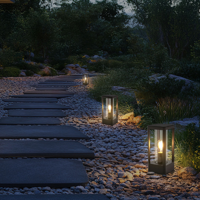 Lampa ogrodowa na taras CISSUS – czarna metalowa lampa stojąca E27 IP54